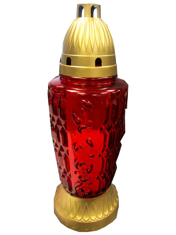 Image of Large Red Glass Grave Candle 30cm/12