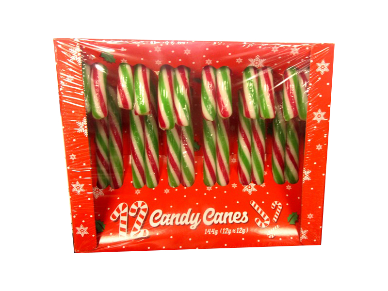 Image of Peppermint Candy Canes Green & White Pk24 X12