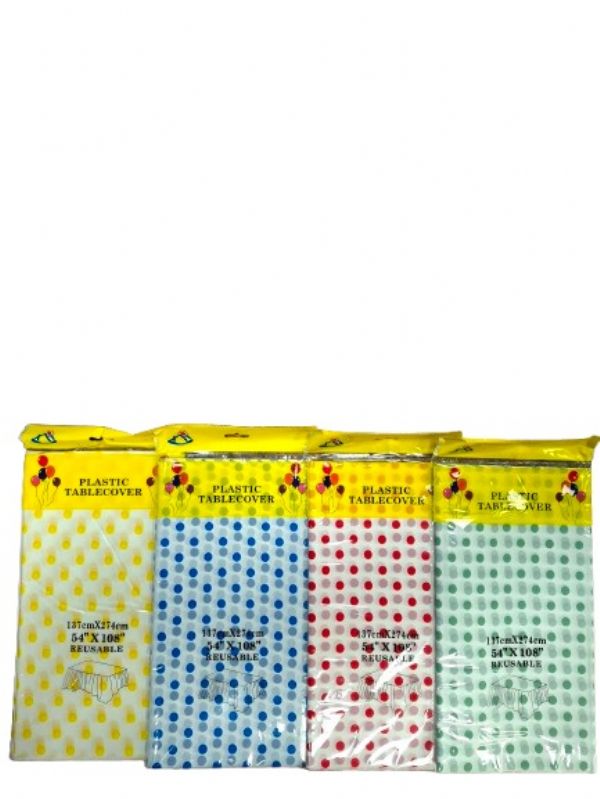 Photo of Heavy Duty Poka Dot Tablecloth 54'X108' Pk10