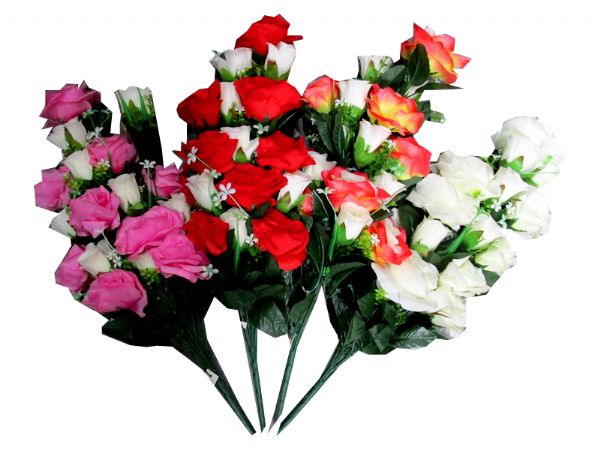 Image of Lge Mixed Open Bud Rose  Bouquet  Pk12