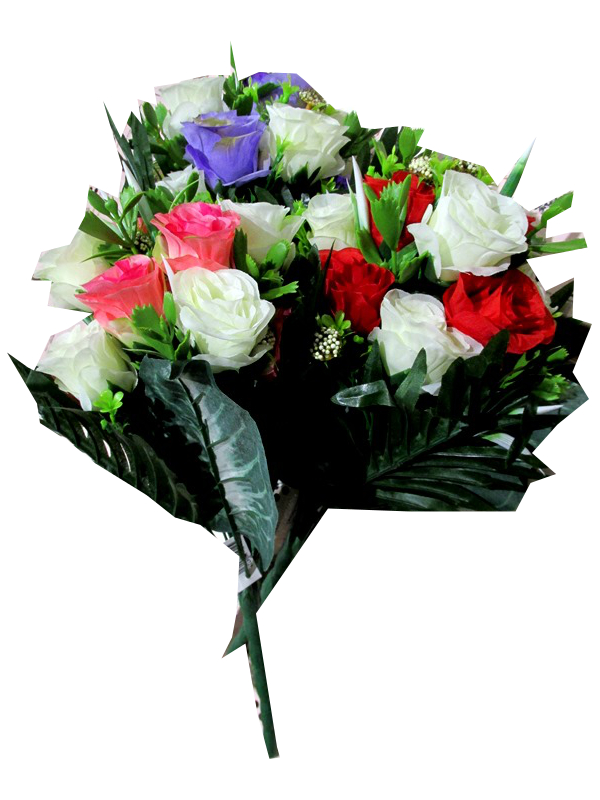 Image of Lge Bunch Rose Bouquet Gyp Glov/lge Leaf Pk24