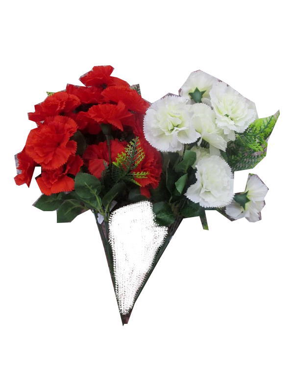 Image of Red/white 15 Head Carnation Pack 24