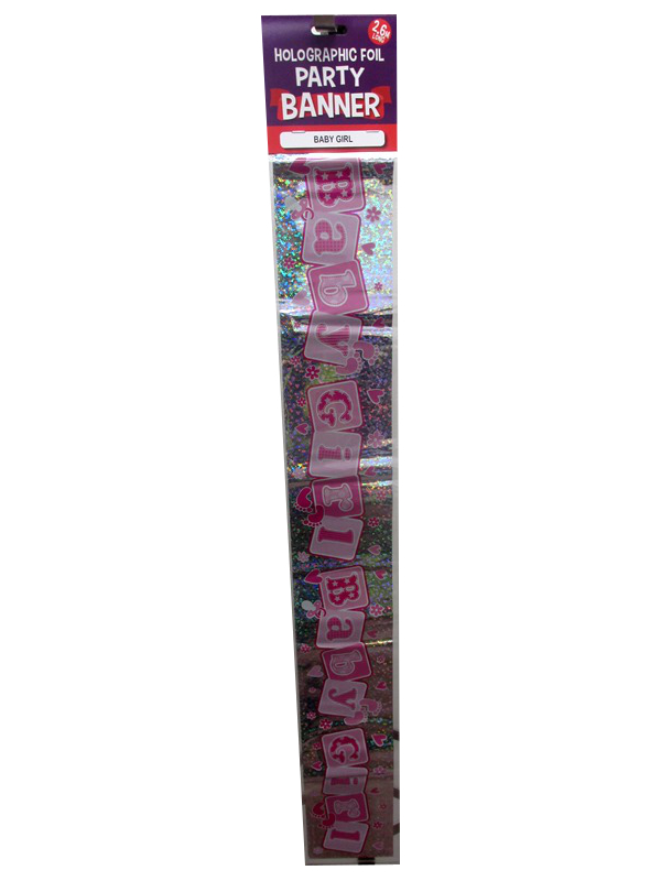 Image of Baby Girl Holographic Banner 2.6m Pk24