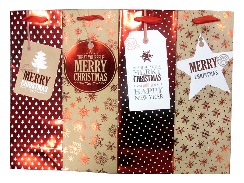 Image of The Merryxmas Collection Bottle Gift Bag Pk12
