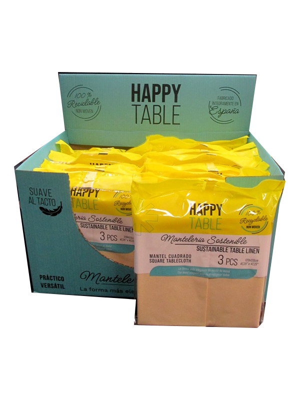 Image of Happytable 3pcs Caramel Linen Tablecloth Pk14