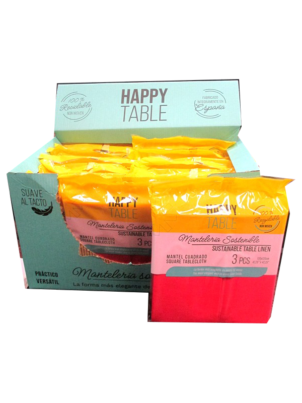 Image of Happytable 3pcs Fuchsia Linen Tablecloth Pk14