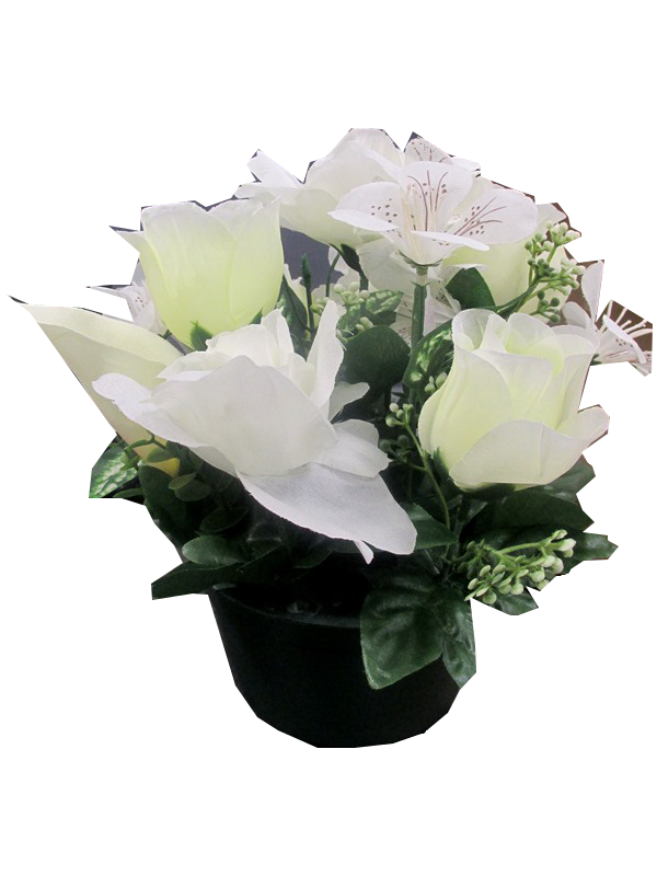 Image of Rose/calla Lily Round Grave Pot Pk 8x4'S
