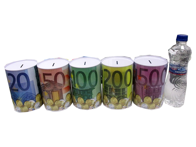 Image of Euro Money Tins 5 Asst 6 Inchs Height Pk48