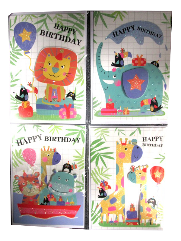 Image of Birthday Card Kiddie Animals Pk12