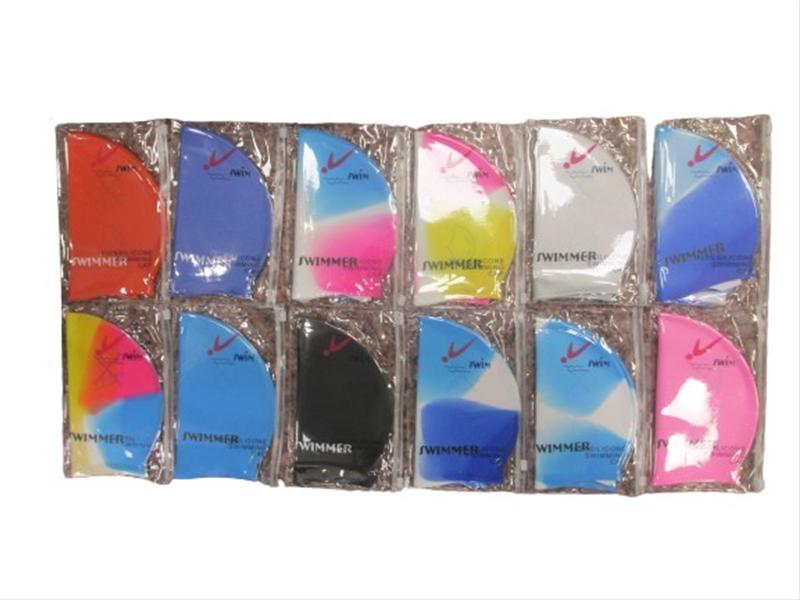 Photo of Asst Silicone Swimming Hat Adult/teen Pk12