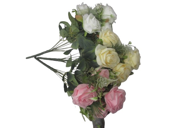 Image of Pastel Rose/fern Flower Bunch  Pk12