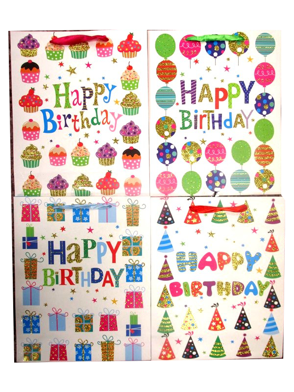 Image of Party Hats Bday  Large Gift Bag  Pk12