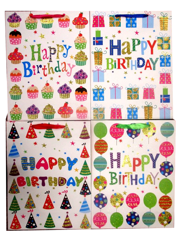 Image of Party Hats Bday  Ex Lge Gift Bag Pk12