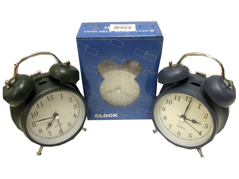 Image of Double Bell Quartz Alarm Clock  2 Asst Pk24