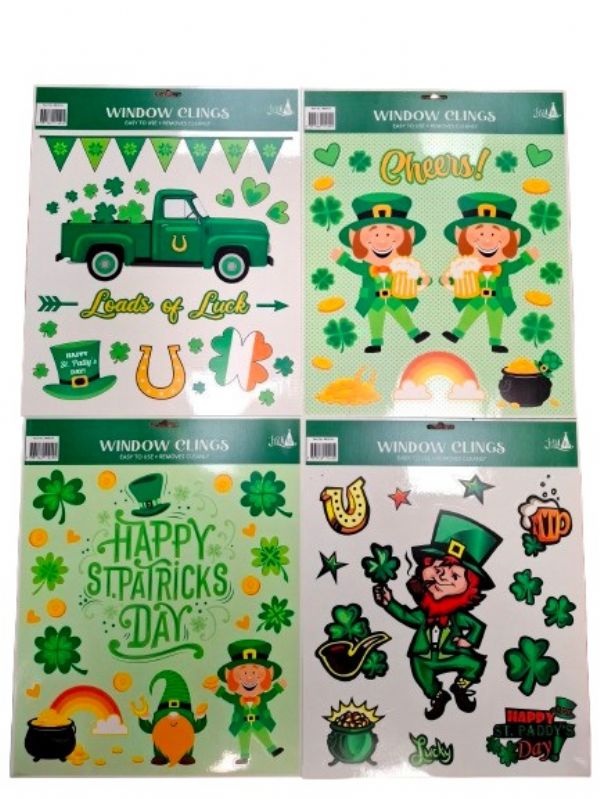 Photo of #1 St Patricks Day Window Clings 4 Asst Pk36