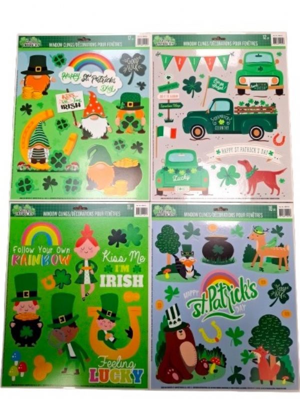 Photo of #2 St Patricks Day Window Clings 4 Asst Pk36