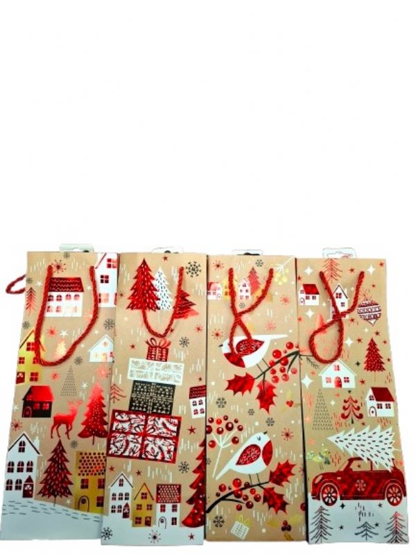 Photo of Christmas Gifts Wine Bag 3 Asst Pk12