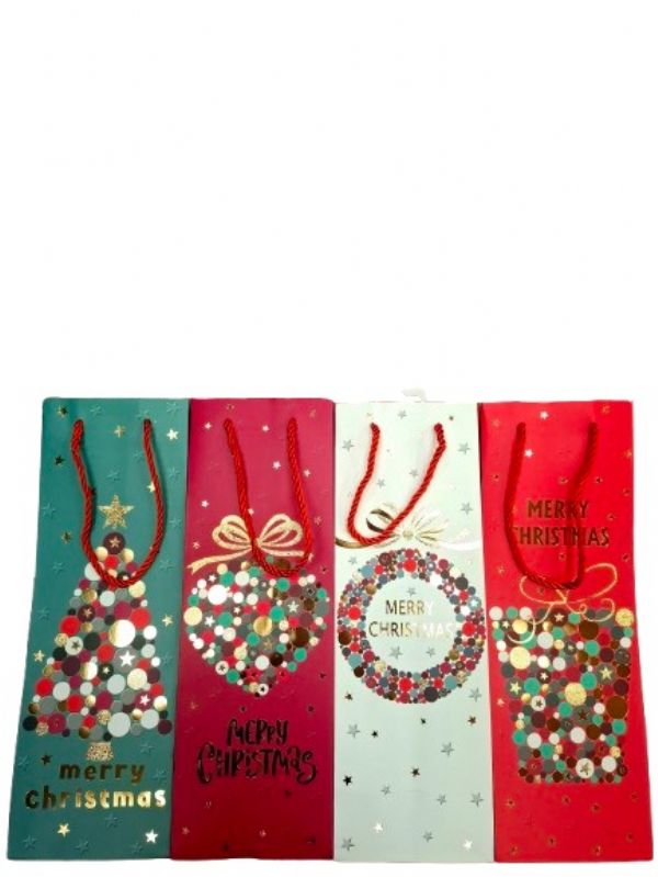 Photo of Xmas Baubles Wine Bag 4 Asst Pk12