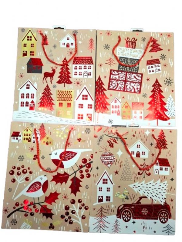 Photo of Large Xmas Alpine Village 4 Asst Giftbag Pk12