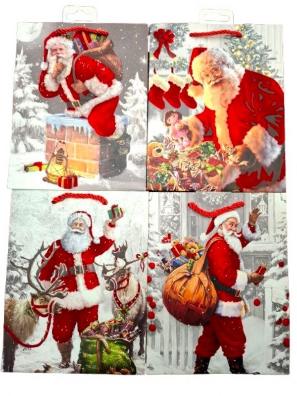 Photo of Medium Velvet Santa  Xmas Gift Bag Pk12