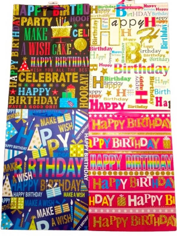 Photo of Xtra Large Happy Bdayy Gift Bag Glitter Pk12
