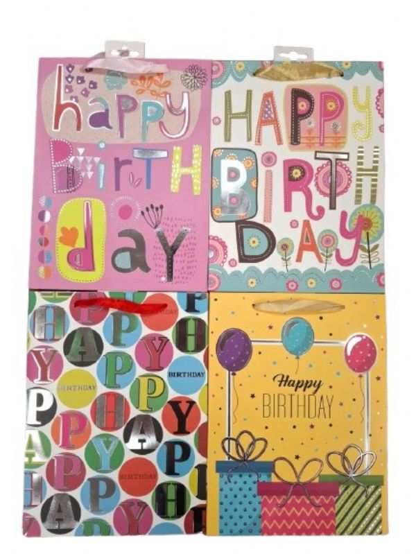 Photo of Med Birthday Bag 4 Assorted Pk12