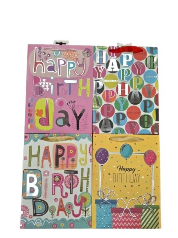 Photo of Large  Birthday Bag 4 Assorted Pk12