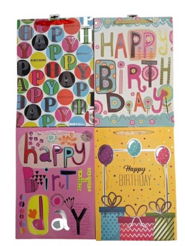 Photo of Ex Lge Birthday Gift Bag 4 Assorted Pk12