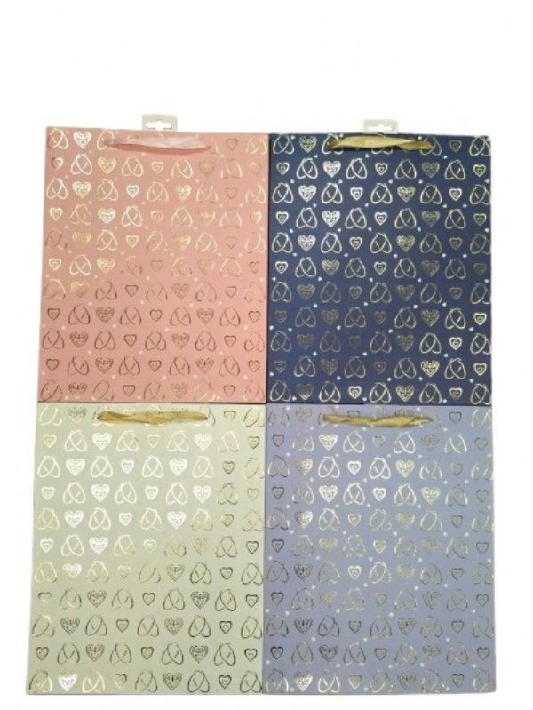 Photo of Large Metalic Heart Gift Bag Pk12