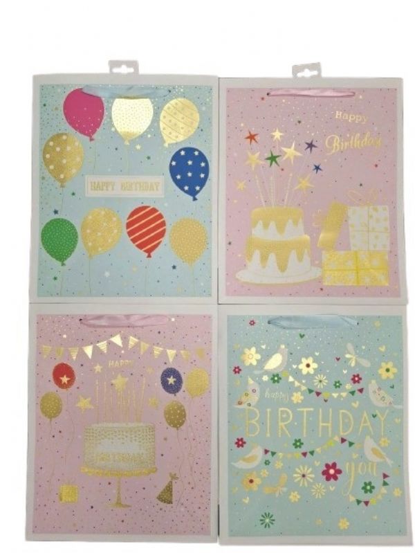 Photo of Large Pastel Birthday Bag Assorted Pk12