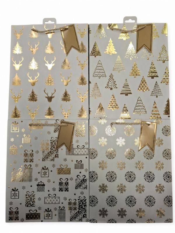 Photo of Medium  Golden Winter Gift Bag Pk12