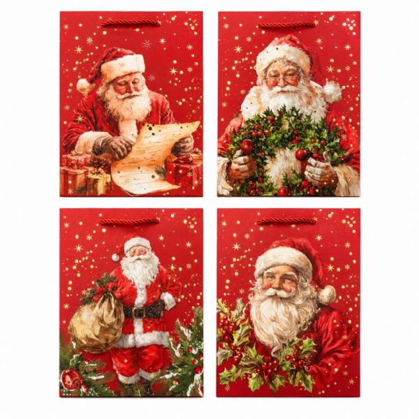 Photo of Medium  Santa Holly Gift Bag Pk12