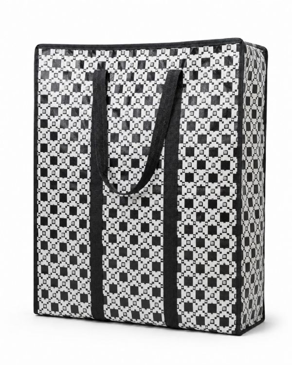 Photo of Squares Black & White Exlge Shopping Bag Pk12