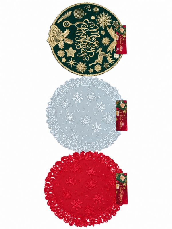 Photo of Xmas Centre Piece Mat 3 Asst Pk12