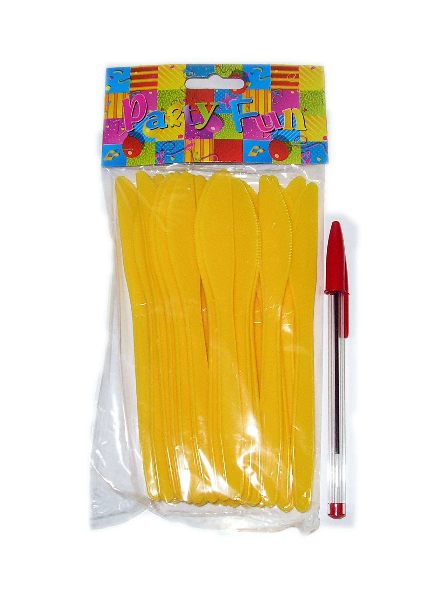 Image of Party Fun Yellow Plastic Knives Pk/24