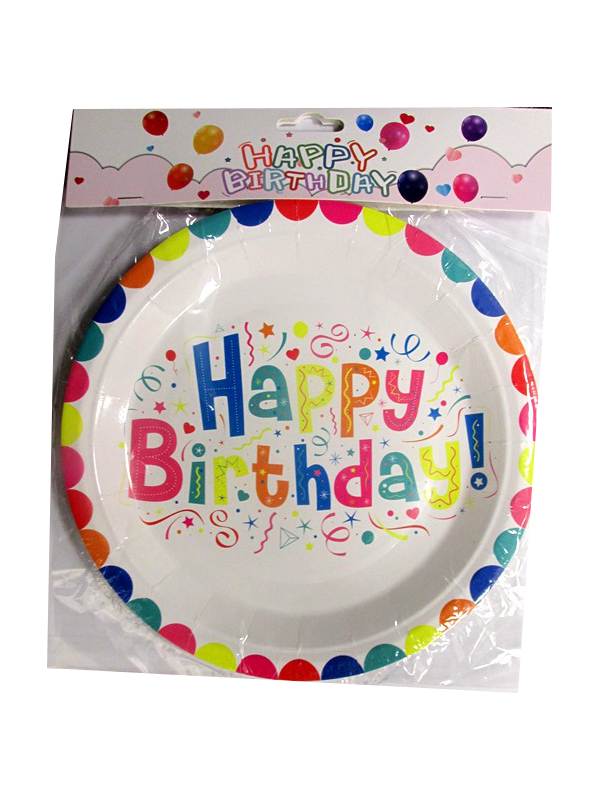 Image of Bday Party Plates 9'/24cm  Pk20x8'S