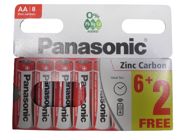 Image of Panasonic Aa/ R6  6+2 Free  Battery Pk20x8'S