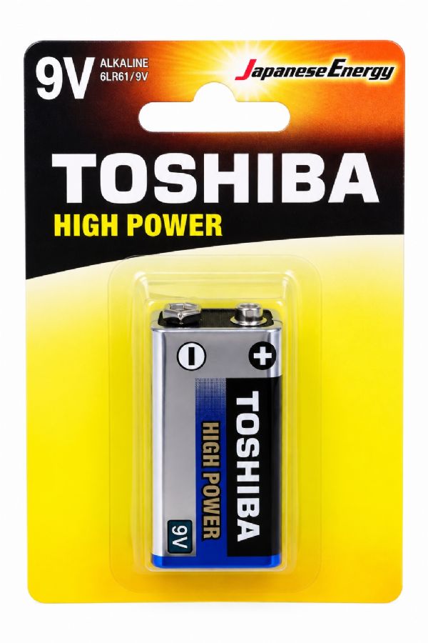 Photo of Yellow/black Toshiba 9v Alkaline Battery Pk12