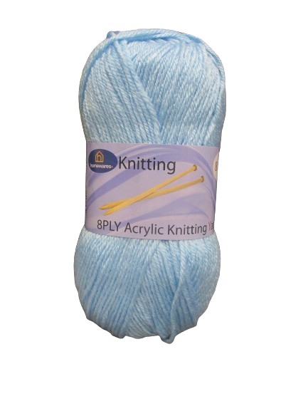 Image of Baby Blue Acrylic Knitting Yarn 100g Pk10