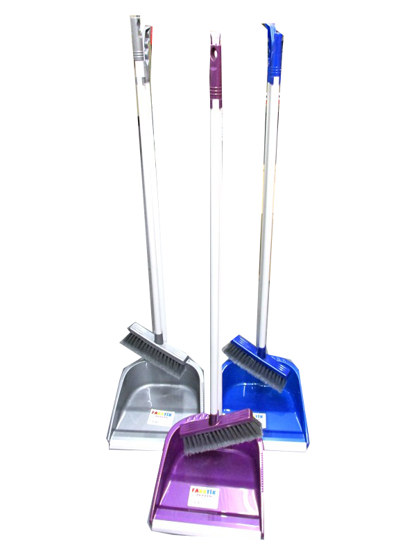 Image of Long Handle Dustpan & Brush Set Asst Pk12