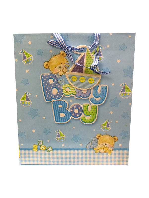 Image of Z303m (inner) Medium Gift Bag Baby Boy Pk6