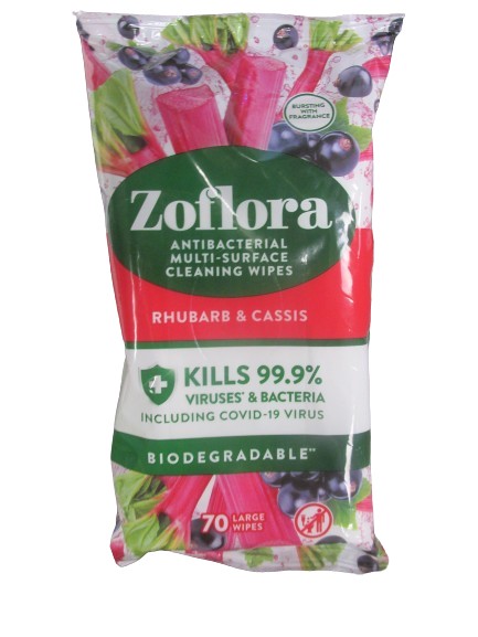 Image of Zoflora Rhubarb & Cassis Anti Bac Wipes Pk6